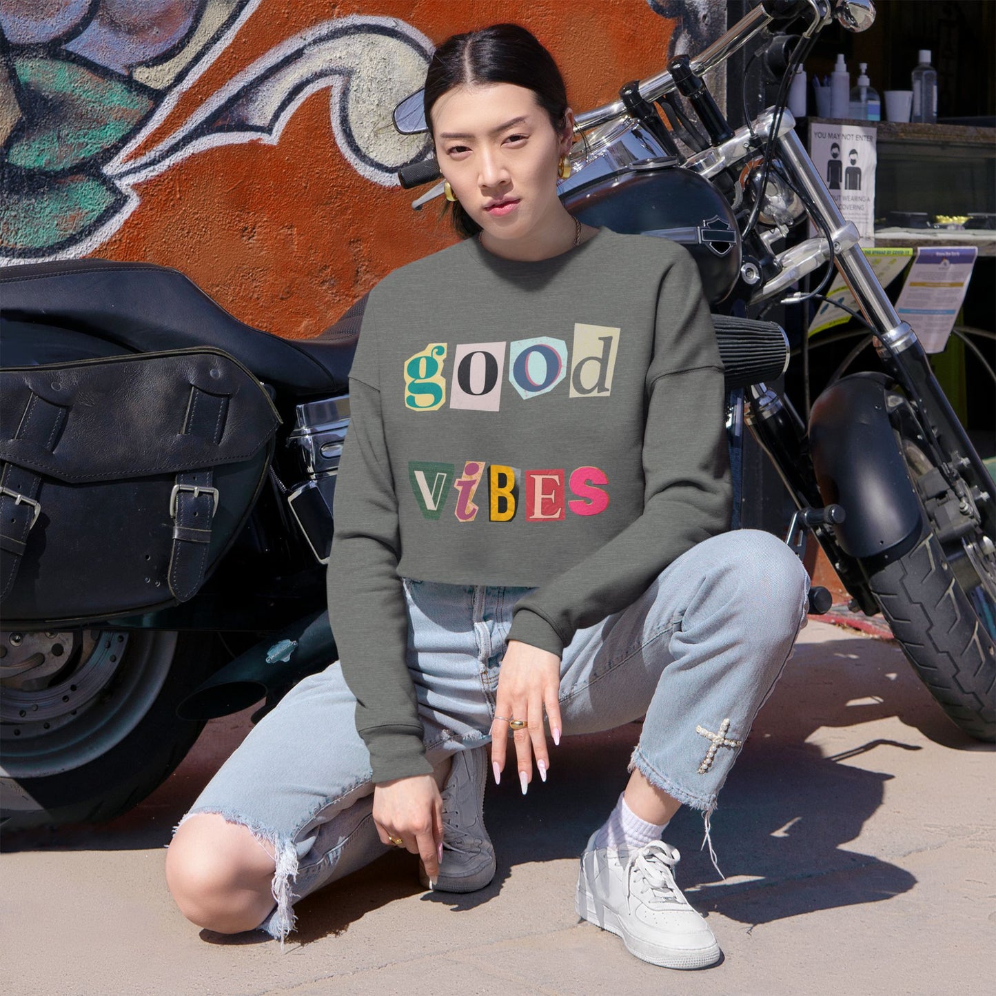 Good Vibes Cropped Sweatshirt