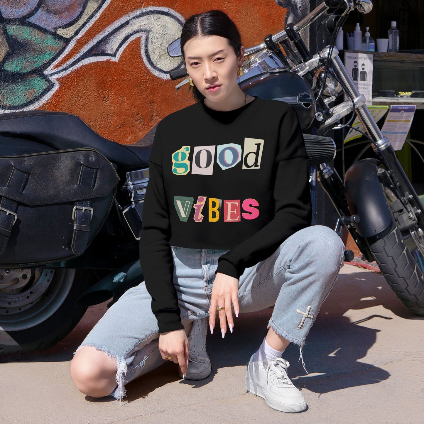 Good Vibes Cropped Sweatshirt